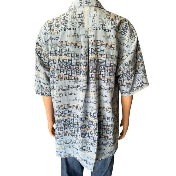 Clench Jeans Blue Clench All Over Print Button Up Shirt Mens Size XL - Picture 2 of 8